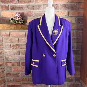 MOSHITA COUTURE Vintage Purple and Gold Double-Breasted Women's Blazer